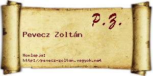 Pevecz Zoltán névjegykártya